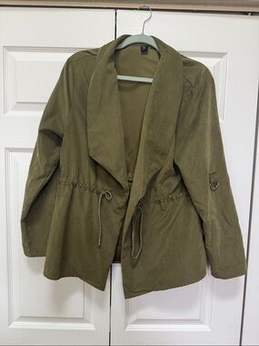 SHEIN Olive Green Drawstring Utility Jacket